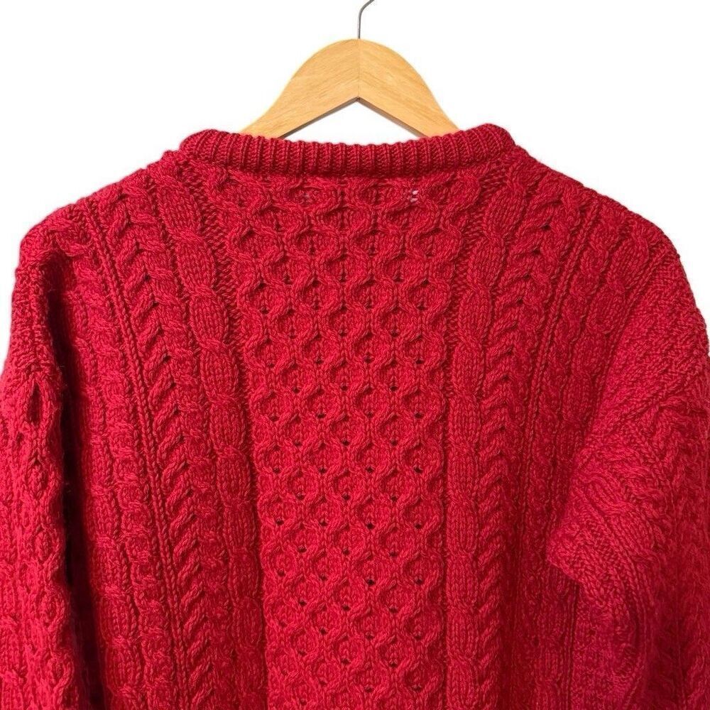 Carraig Donn Fishermens Sweater Unisex  M Wool Cableknit Made in Ireland - Picture 4 of 8